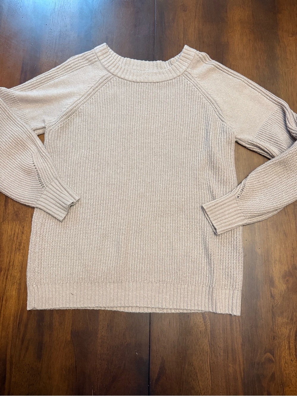 Pink Clover Light Beige Ribbed Raglan Pullover Sweater - Picture 1 of 15